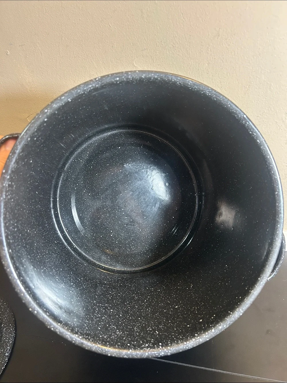 Black Speckled Stockpot with Lid - Heavy-Duty Cooking Pot Large.